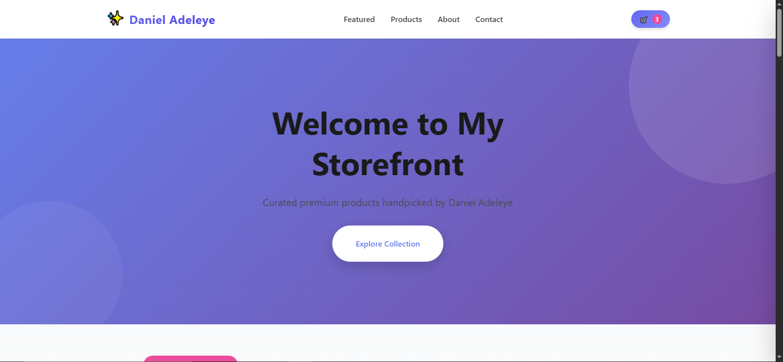 Screenshot of MiniEcom — live project by Daniel Adeleye